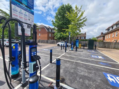 Electric vehicle charge points in Victoria Road car park, Fleet