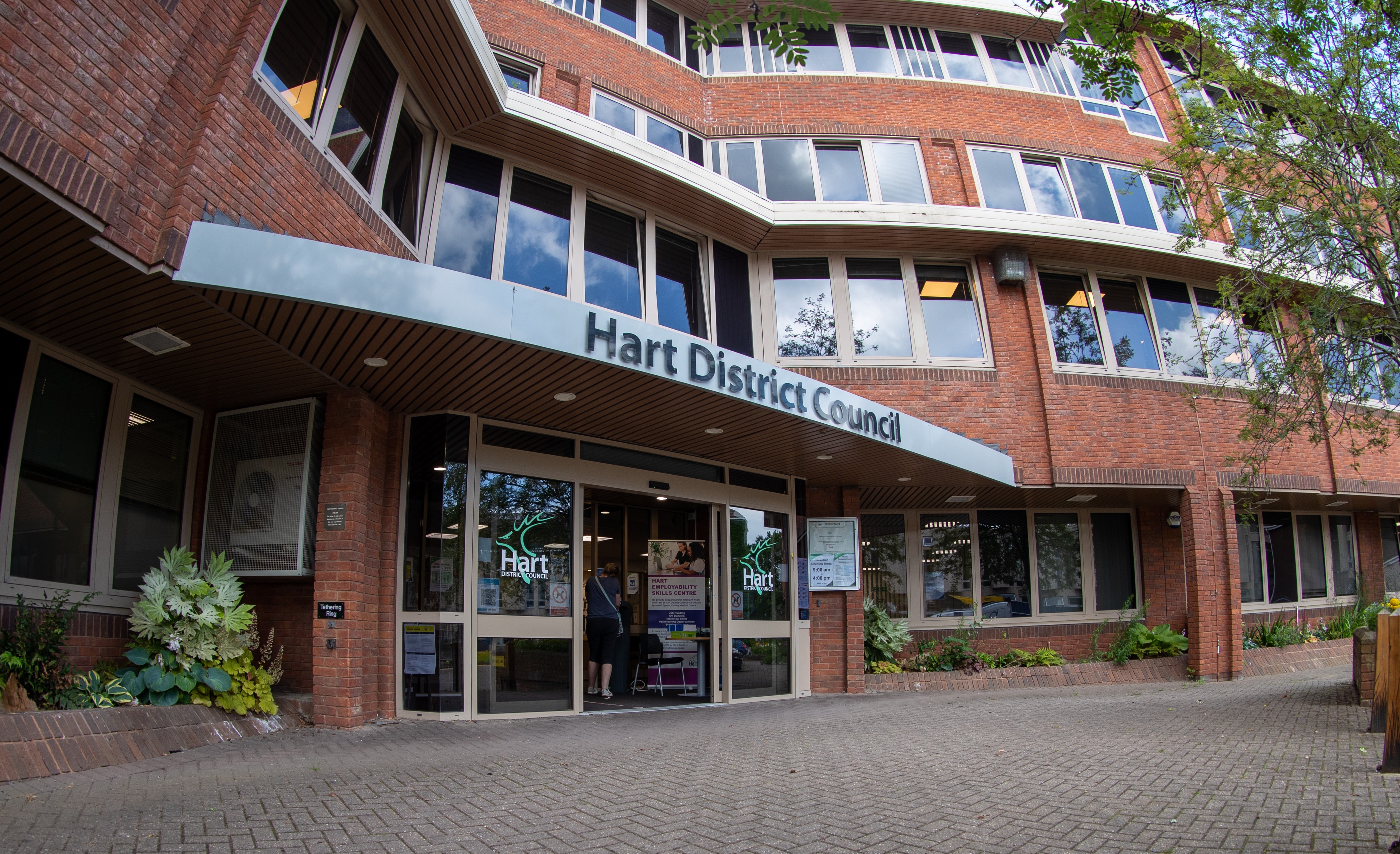 Office building with Hart District Council sign at front