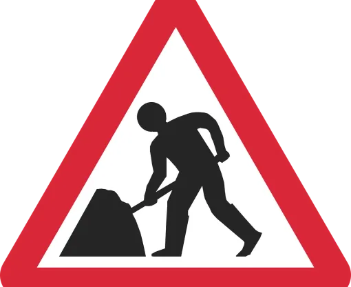 Roadworks warning triangle showing outline of a man digging