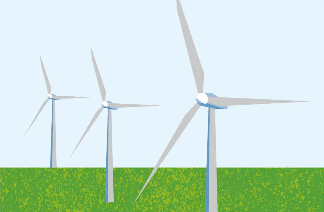 Illustration of wind turbines