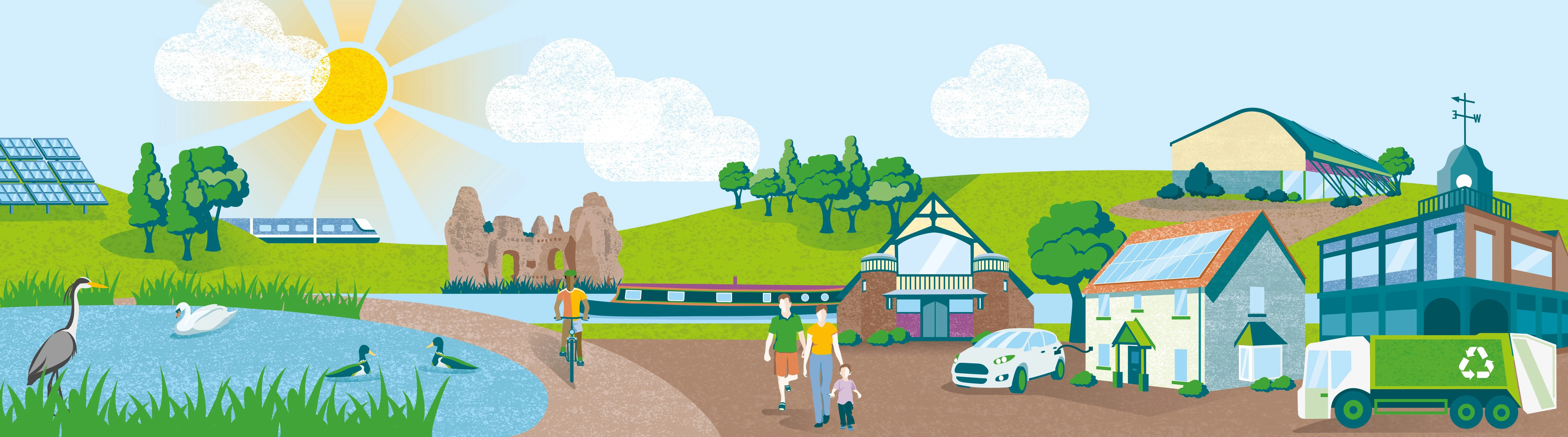 Home page banner illustration showing Hart landmarks