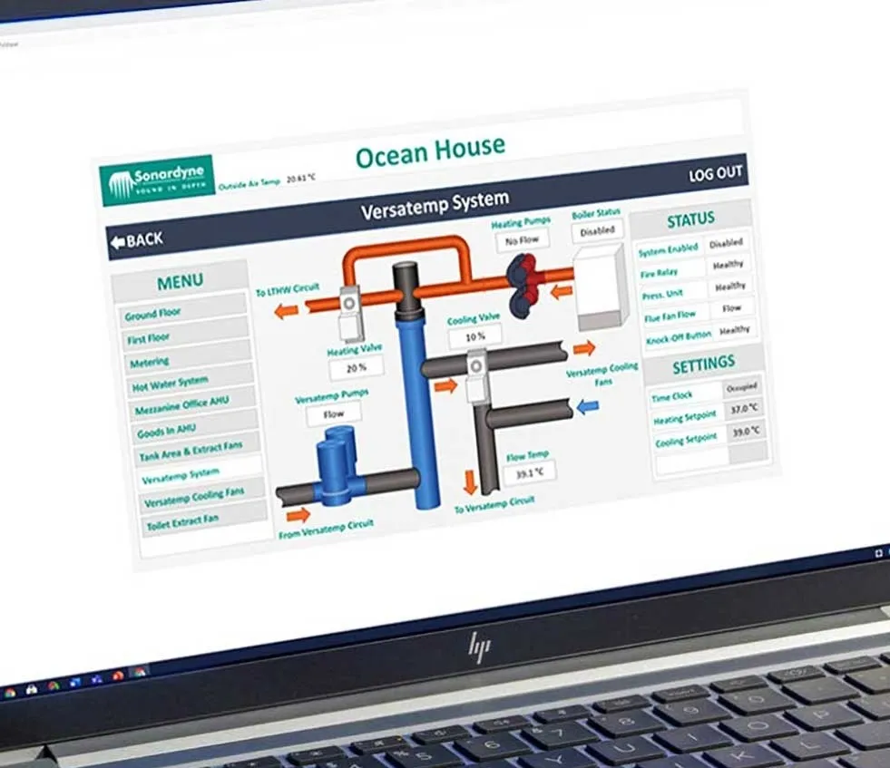 Sonardyne heatng system diagram on laptop